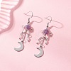 Moon Natural Lepidolite/Purple Mica Dangle Earrings EJEW-JE06776-01-1