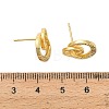 Flat Round Brass Micro Pave Clear Cubic Zirconia Stud Earring Findings KK-D102-09G-3