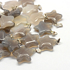 Star Natural Grey Agate Pendants G-Q367-01-1