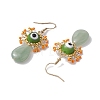 Natural Green Aventurine Dangle Earrings EJEW-MZ00169-03-4