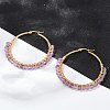 Beaded Hoop Earrings EJEW-JE03830-02-3