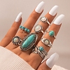 Synthetic Turquoise Finger Rings Set AJEW-PW0005-01C-5