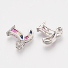 Brass Cubic Zirconia Slide Charms ZIRC-S063-01L-P-2