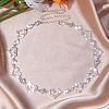 Heart Alloy Crystal Rhinestone Link Chain Necklace & Hoop Earring & Bracelets Sets FS-WG0CDC6-01-1-3
