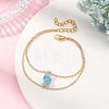 Brass Cable Chains & Natural Gemstone Chip Beads Double Layers Bracelets for Women BJEW-JB14134-4