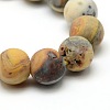 Frosted Natural Crazy Lace Agate Round Bead Strands G-M063-10mm-02-2