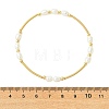 Rice Natural Cultured Freshwater Pearl & Brass Beaded Copper French Wired Bangles BJEW-JB13981-4