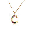 Brass Pave Colorful Cubic Zirconia Initial Pendant Necklaces for Women FS-WG02860-03-1