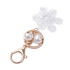 Snowflake Acrylic with ABS Plastic Pearl Bead Pendant Keychain KEYC-JKC00882-4