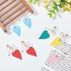 5 Pairs 5 Colors  Alloy Bowknot with Heart Dangle Stud Earrings EJEW-AN0003-59-7