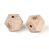 Laser Engraved Beech Wood Faceted Beads WOOD-T033-10B-2