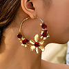 Rose Flower Alloy Hoop Earrings FS-WG9017A-01-2