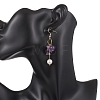 2 Pairs Natural Amethyst & Lapis Lazuli Dangle Earrings EJEW-JE06829-3