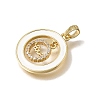 Brass Micro Pave Clear Cubic Zirconia with White Enamel Pendants CU-CBAA556-08B-2