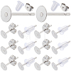 300Pcs 304 Stainless Steel Flat Round Blank Peg Earring Post STAS-SC0007-33B-1