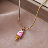 Summer Beach 304 Stainless Steel Enamel Ice Cream Pendant Necklaces for Women FD1093-2