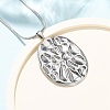 304 Stainless Steel Textured Oval Pendant Necklaces for Women NJEW-C117-01B-P-1
