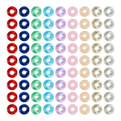  90Pcs 9 Colors Transparent Glass European Beads GLAA-TA0001-79-1