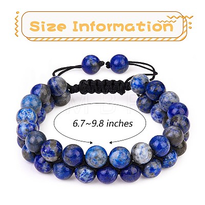 Natural Lapis Lazuli Braided Bead Bracelet BJEW-SW00001-10-1