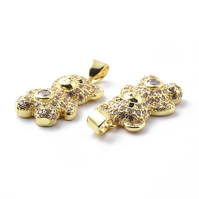 Brass Cubic Zirconia Pendants KK-G446-26G-01-1