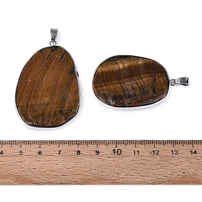 Natural Tiger Eye Pendants G-N362-04P-02-1