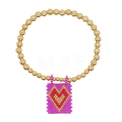 Bohemian Glass Seed Bead Charm Bracelets IW8477-1-1