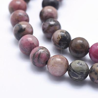 Natural Rhodonite Beads Strands G-G717-4mm-1