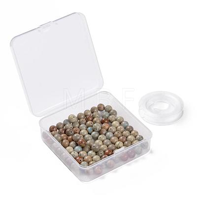 100Pcs 8mm Natural Aqua Terra Jasper Beads DIY-LS0002-35-1