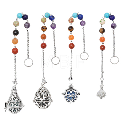 4Pcs 4 Style Chakra Mixed Stone Dowsing Pendulum Pendant Decorations FIND-CA0006-50-1