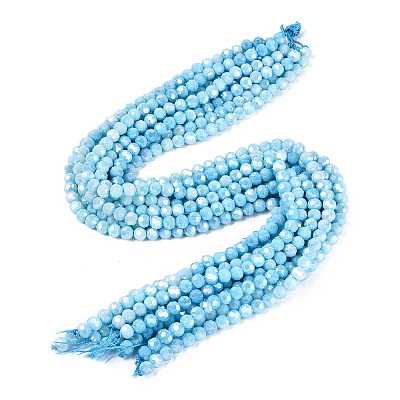 Anti-Tarnish Electroplate Glass Beads Strands EGLA-ZX010-6mm-15-1