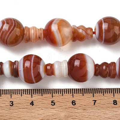 Natural Banded Agate 3-Hole Guru Beads Strands G-H064-E08-02B-1