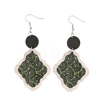 Bohemian Printed Wood & Zinc Alloy Dangle Earrings WG40C0F-01-1