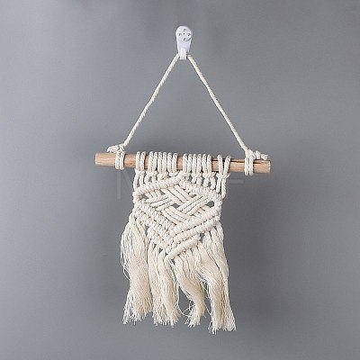 Cotton Cord Macrame Woven Wall Hanging HJEW-C010-16-1