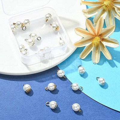 20Pcs 2 Colors Resin Imitation Pearl Round Charms RESI-YW0001-42-1