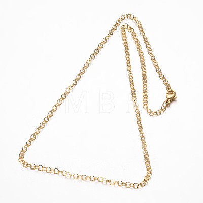 304 Stainless Steel Rolo Chain Necklaces NJEW-L349-02G-1