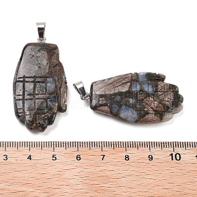 Natural Labradorite Carved Pendants G-K369-01P-01-1