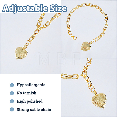 4Pcs Brass Locket Heart Charm Bracelets BJEW-HS00015-1