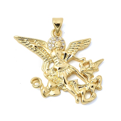 Brass Micro Pave Clear Cubic Zirconia Pendants KK-Z150-22G-03-1