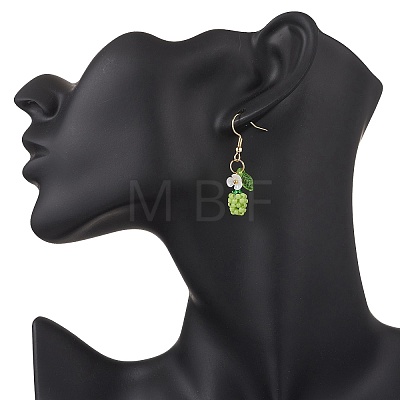 Handmade Glass Seed Beads Apple Dangle Earrings EJEW-MZ00575-1