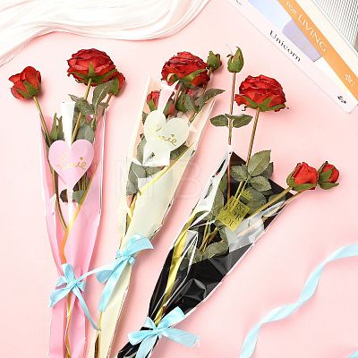 Love Print Transparent PE Cone Flower Sleeves ABAG-FZC0002-001C-1