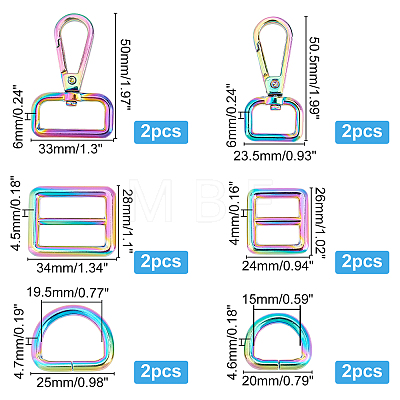 12Pcs Zinc Alloy Adjustable Buckle& Swivel Clasps FIND-FH0003-62-1