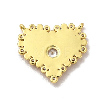 Rack Plating Brass Micro Pave Clear Cubic Zirconia Connector Charms KK-P230-05G-02-1