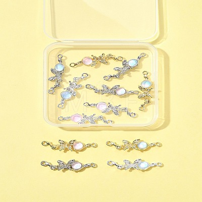12Pcs 6 Colors Alloy & Glass Butterfly Connector Charms FIND-FS0004-08-1