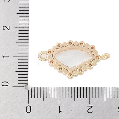 Golden Plated Brass Pave Clear Cubic Zirconia Connector Charms KK-L218-002G-01-1