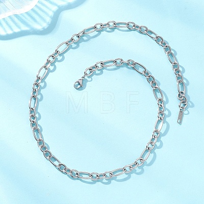 7MM 304 Stainless Steel Figaro Chains Chain Necklaces for Women NJEW-JN05925-1