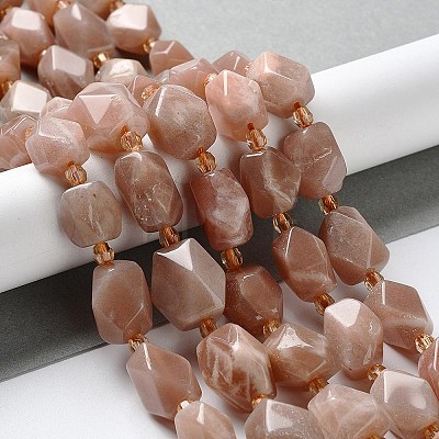 Natural Peach Moonstone Beads Strands G-C182-13-01-1