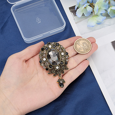 1Pc Teardrop Retro Alloy Rhinestone Brooches for Women JEWB-SP0001-17A-1