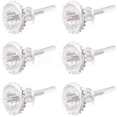3 Pairs 925 Sterling Silver Screw Ear Nuts STER-BBC0009-74A-1