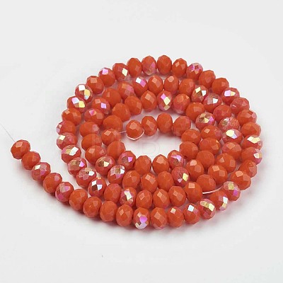 Electroplate Opaque Solid Color Glass Beads Strands EGLA-A034-P6mm-L03-1