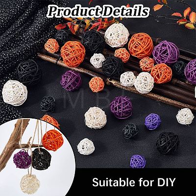 32Pcs 12 Styles Wicker Rattan Balls AJEW-SC0004-27-1